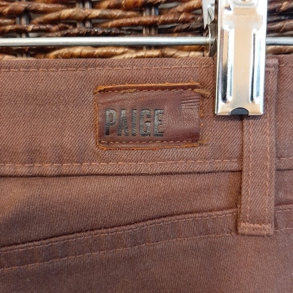 Paige Jeans Verdugo Ankle Coated Waxed Denim Skinny Brown Sienna Silk 24 USA - Picture 7 of 10
